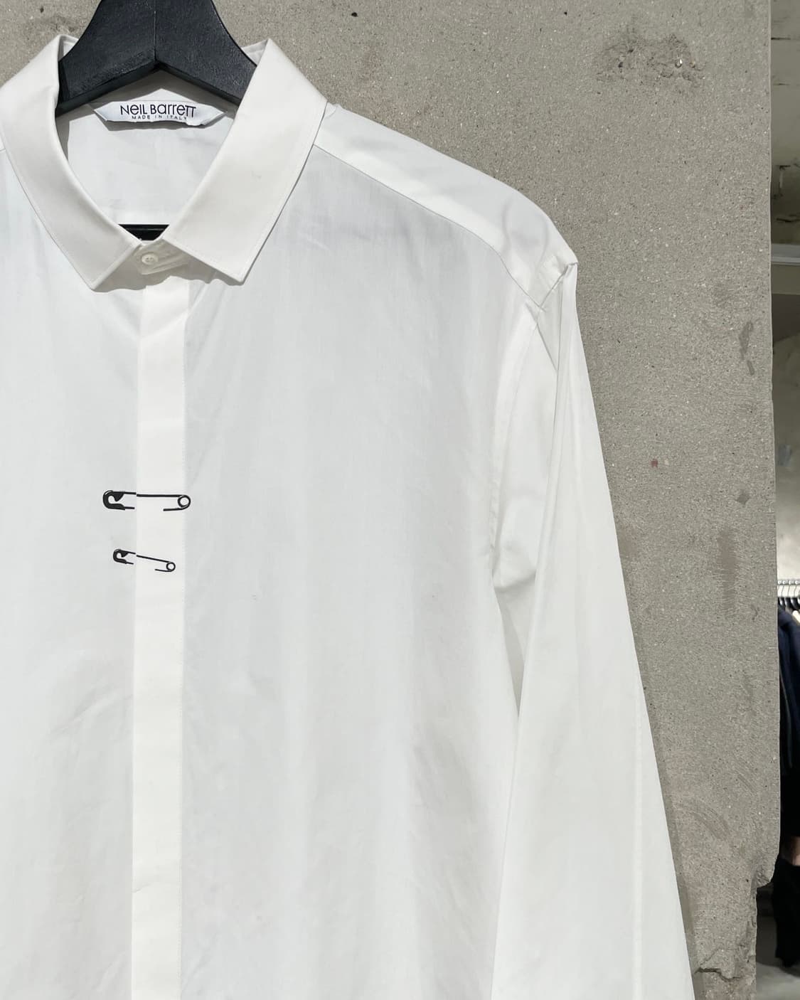닐바렛 화이트 페이크 클립 히든 버튼 코튼 셔츠 상품이미지3