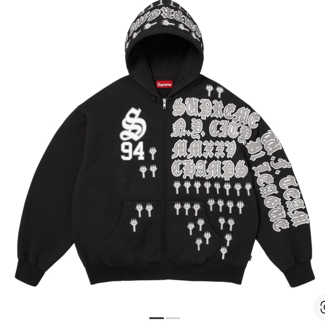 슈프림 리그 챔스 집업 후드 스웨트셔츠 블랙 - 25FW 상품이미지1