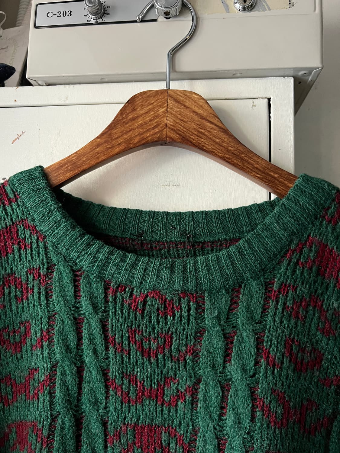 [XL]90's USA 빈티지 패턴 오버핏 케이블 니트 상품이미지2