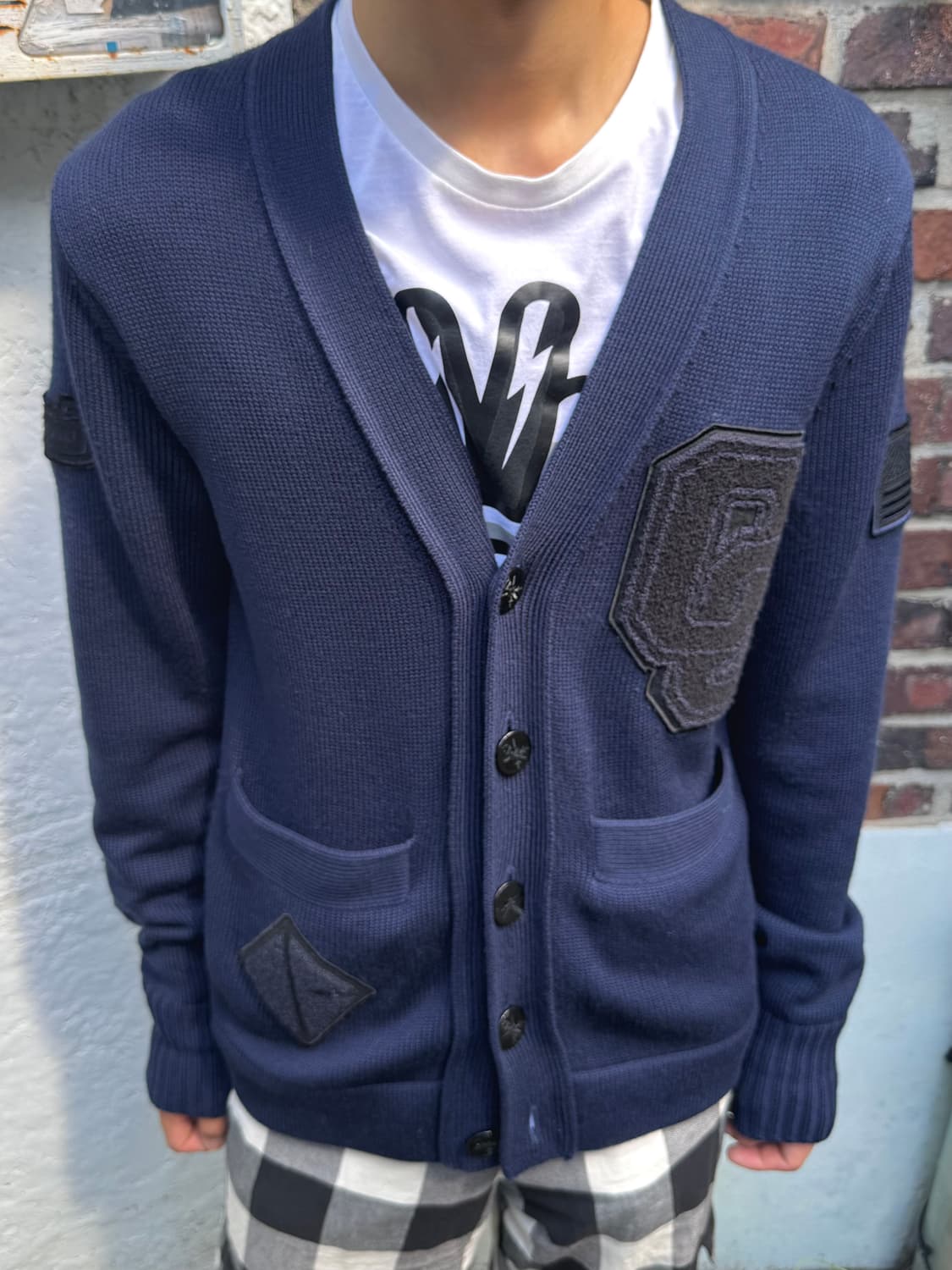 오프닝 세레모니 성조기 패치 가디건 (ivory)  상품이미지10