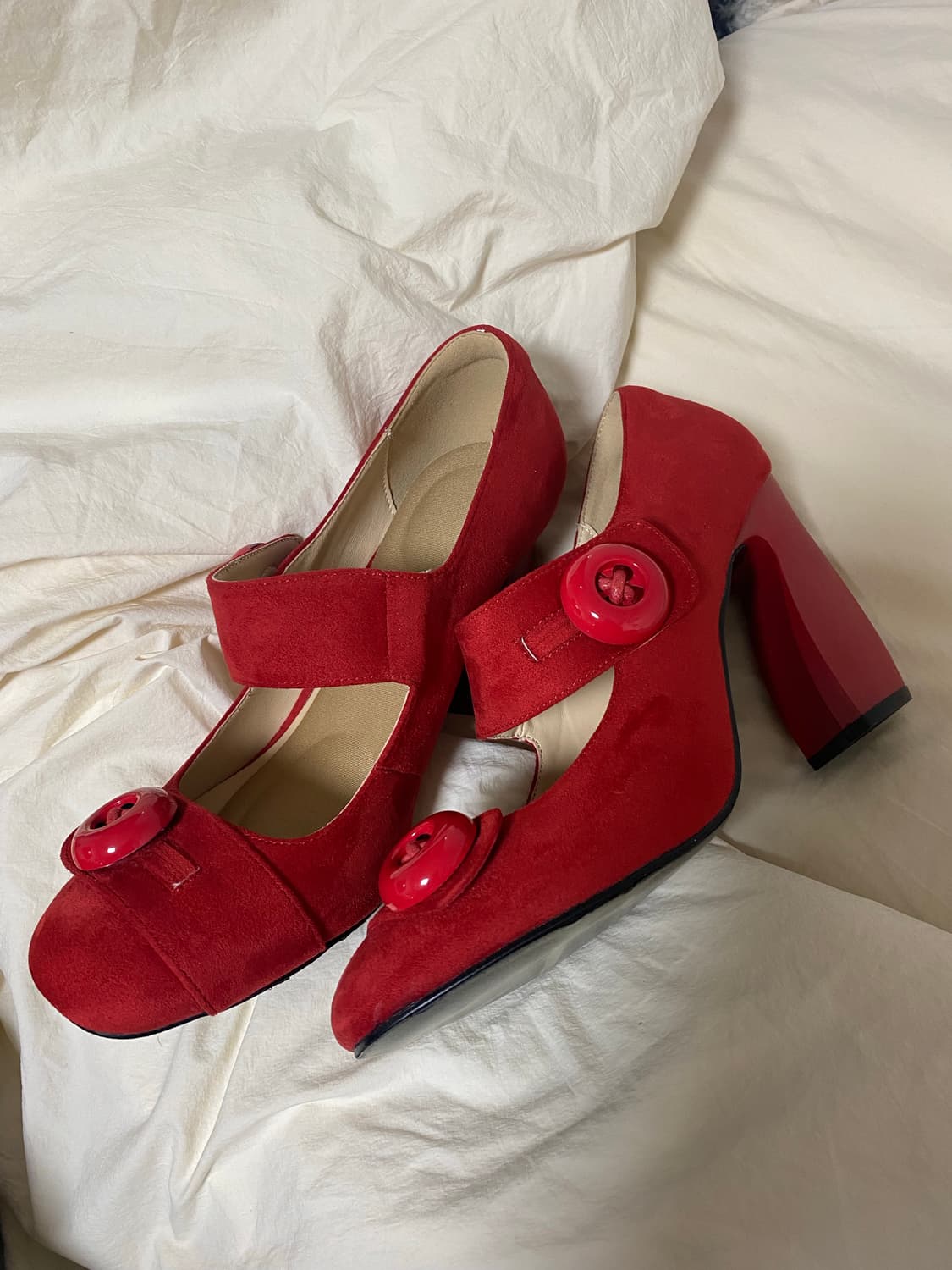 단추 버튼 힐 빈티지 모리걸 y2k 하이힐 펌프스 메리제인 250 255 상품이미지2