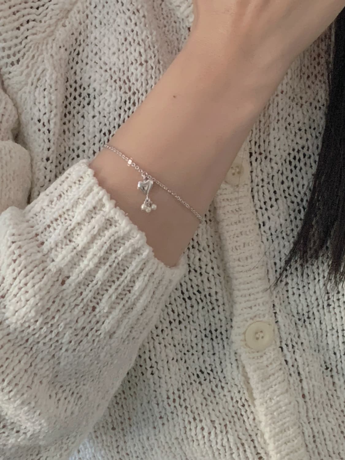 [ 디올 ] 디올 실버 하트 진주 팔찌 상품이미지8