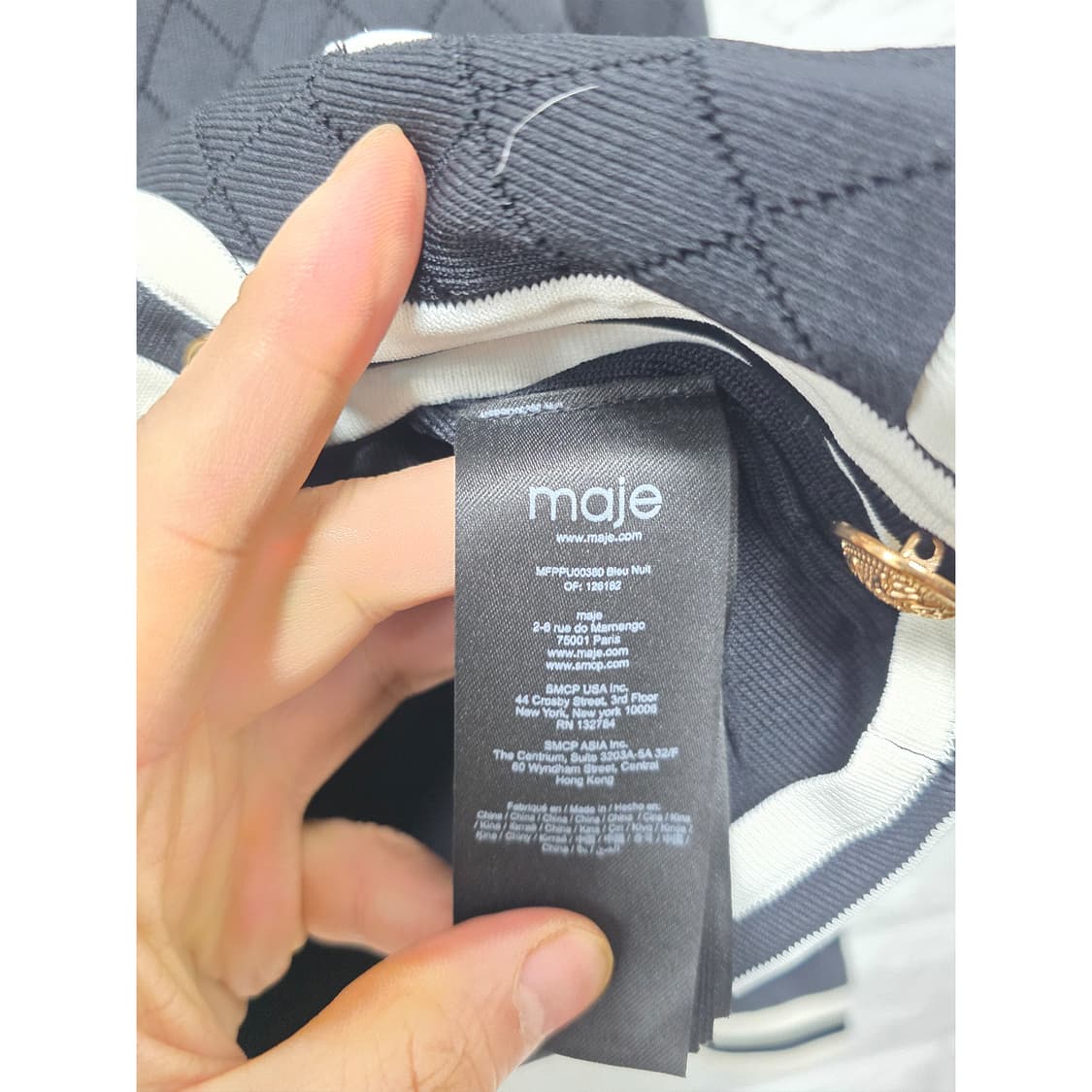 택포_ 마쥬 블랙 다이아몬드 퀼팅 금장 가디건 S 상품이미지3