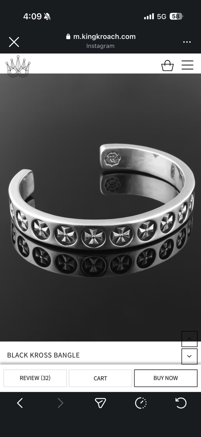 구매) 킹크로치 블랙 크로스 뱅글 브레이슬릿 상품이미지1