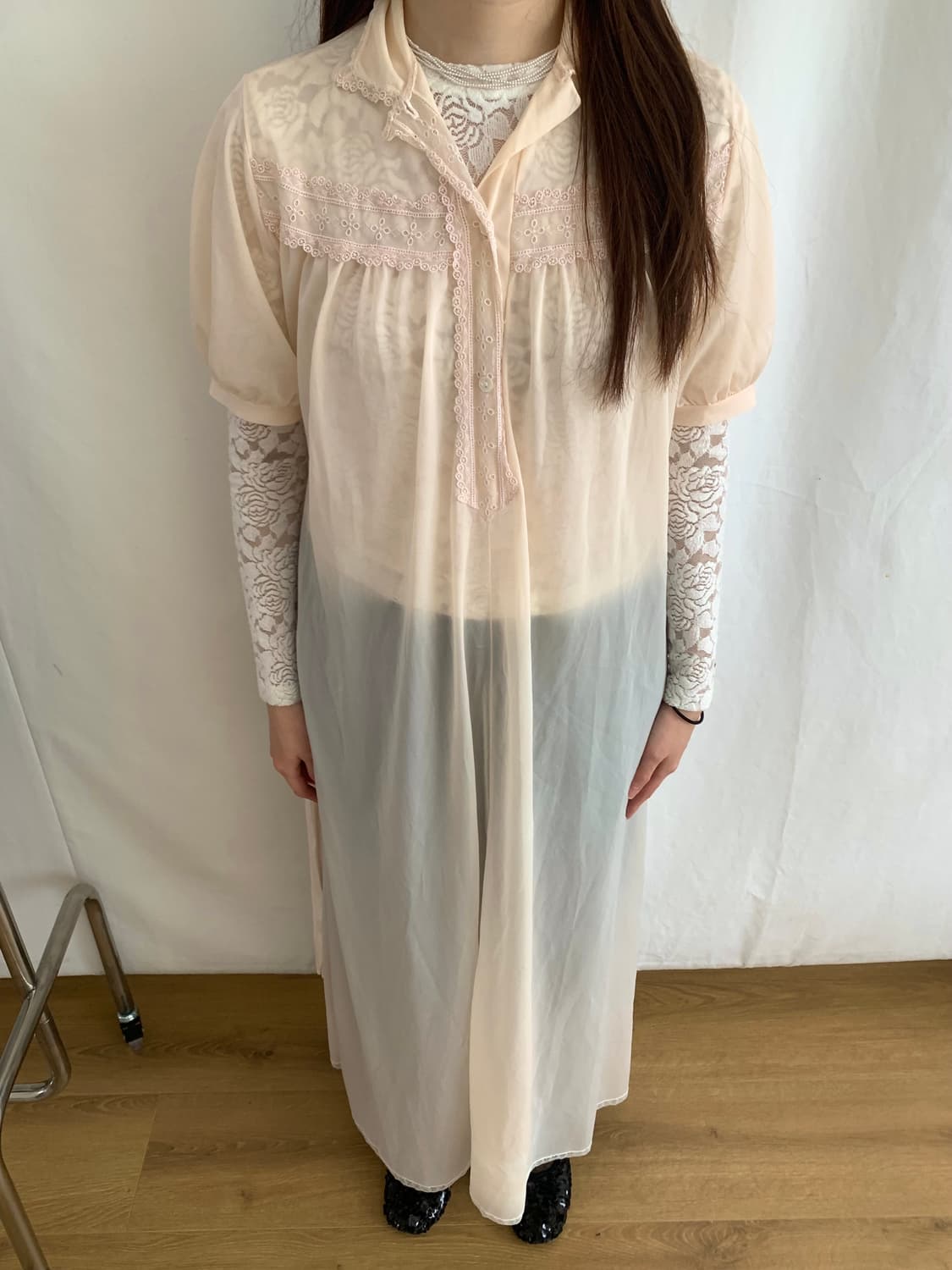 Peach lace Europe vintage dress 상품이미지2