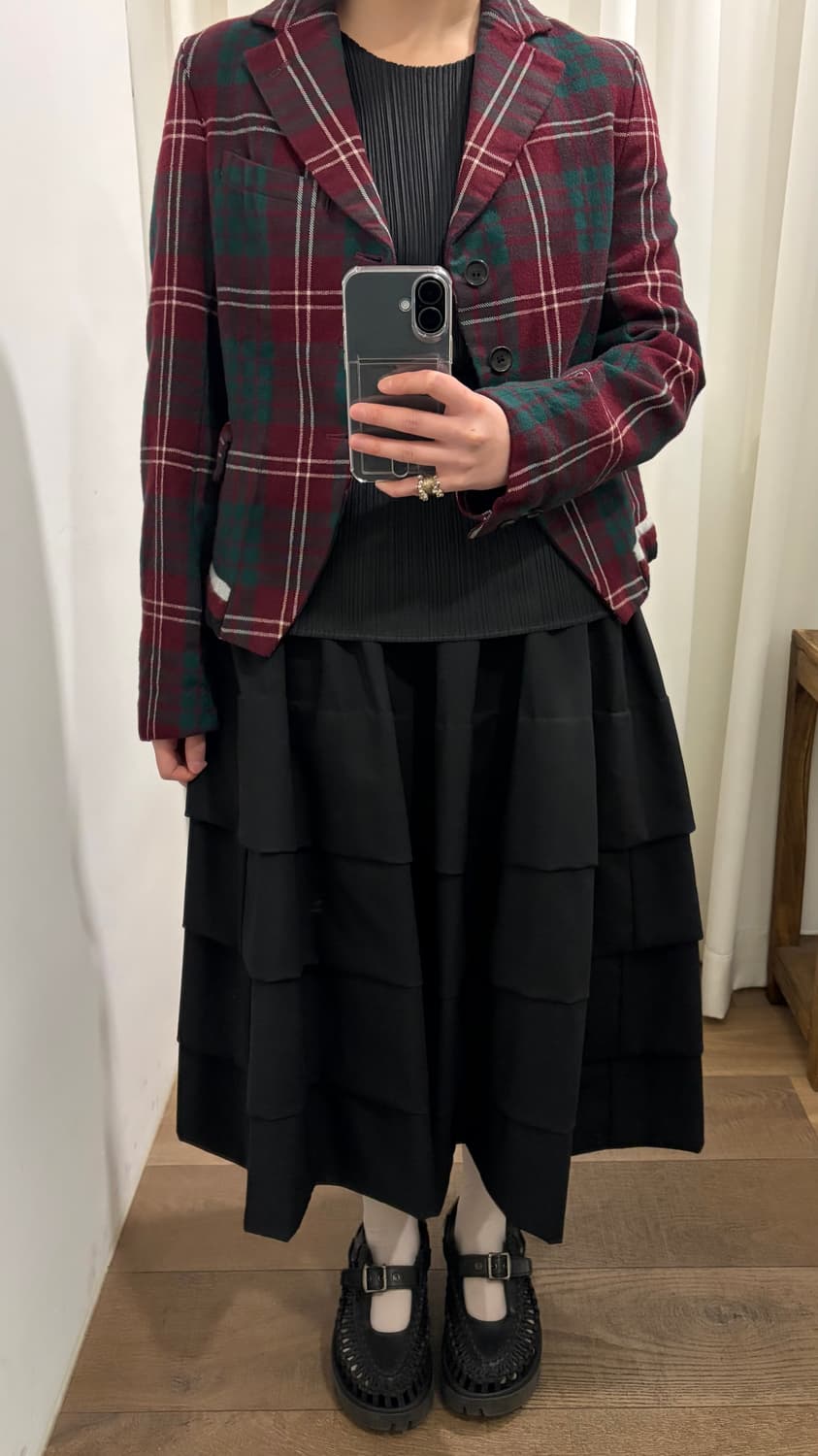 Check Round Cut Wool Jacket 상품이미지2