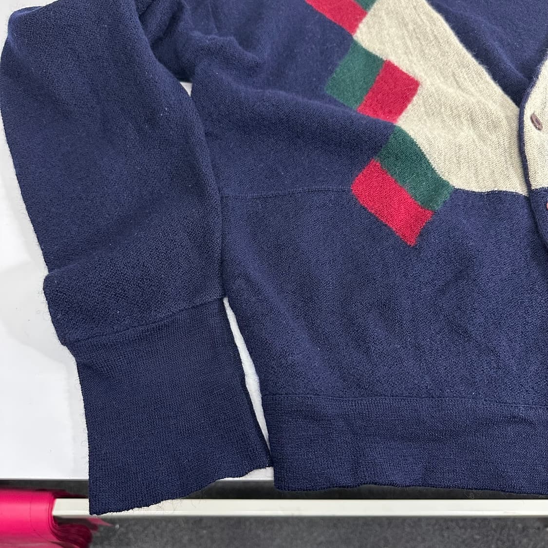 95-100 라코스테 린넨 브이넥 아가일 가디건 상품이미지3