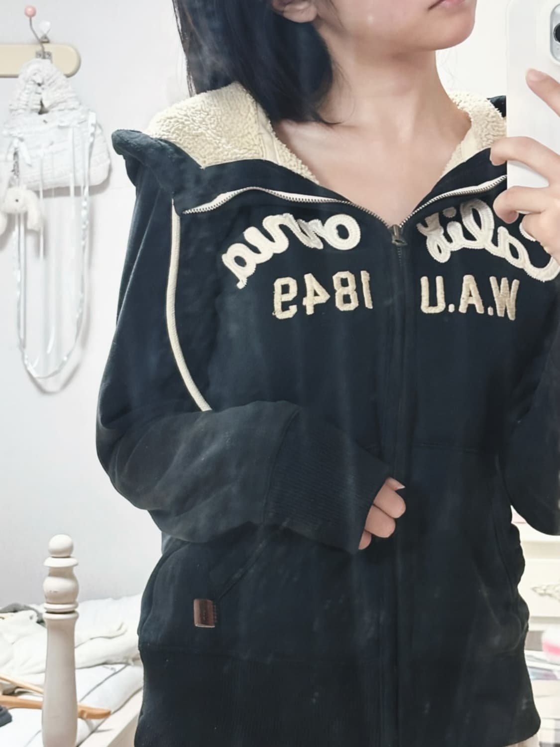 단종 빈티지 후아유 양털 기모 집업 네이비 상품이미지1