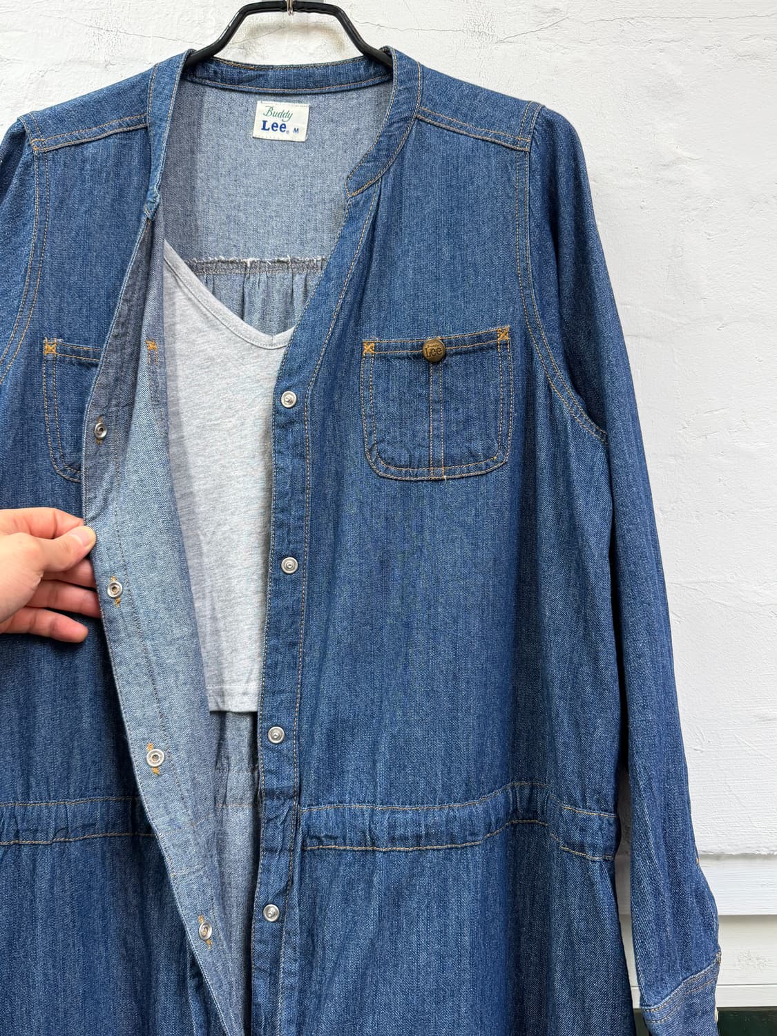 Lee 리 스냅 버튼 데님 청 원피스 M 상품이미지4