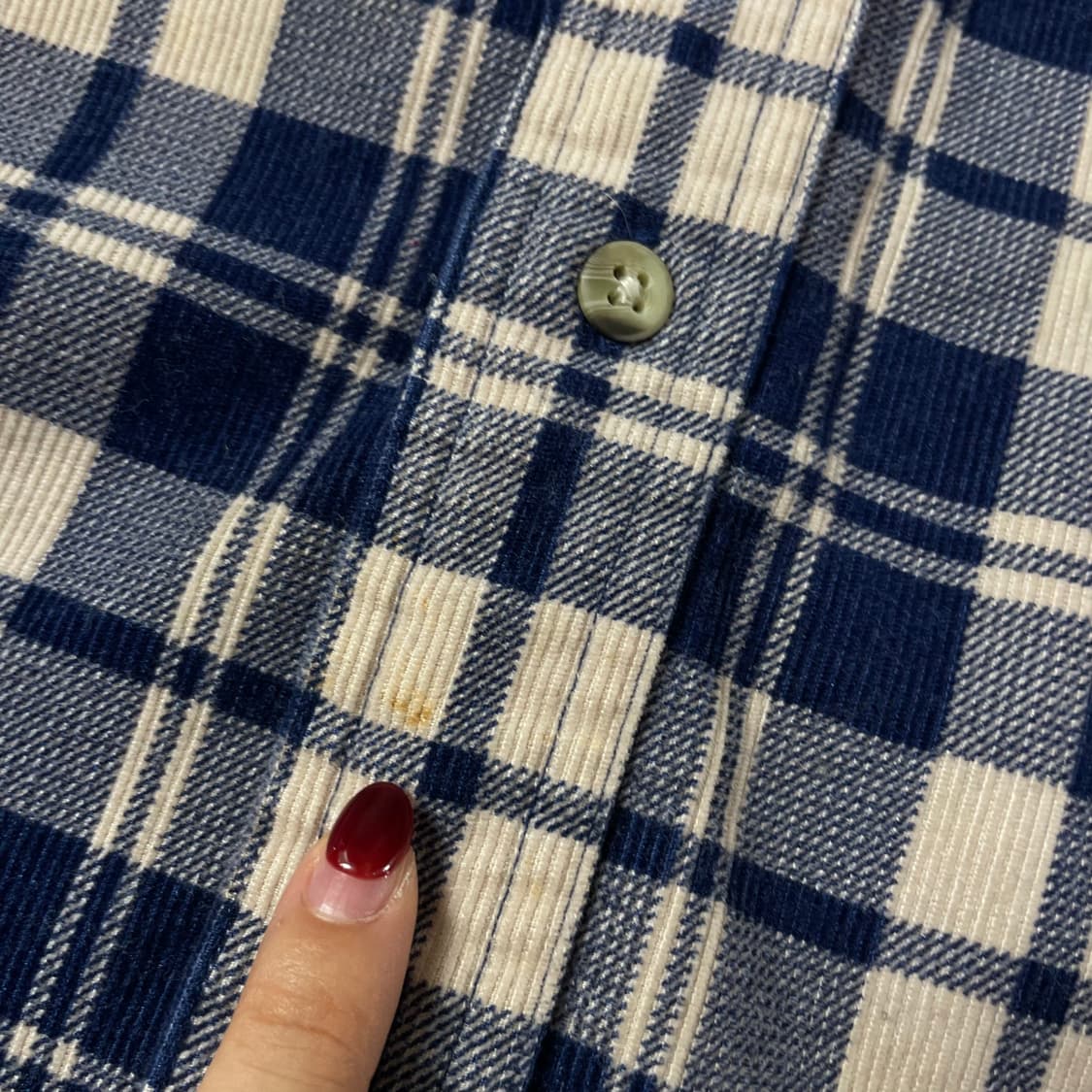 엘엘빈 네이비 베이지 체크 코듀로이 긴팔 셔츠 XXL  상품이미지5