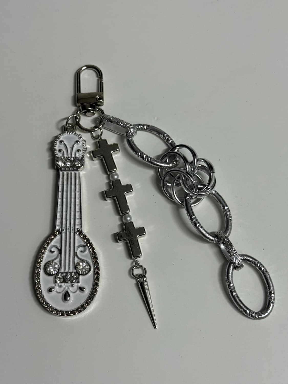 화이트 기타 십자가 크로스 블링 체인 키링 상품이미지2