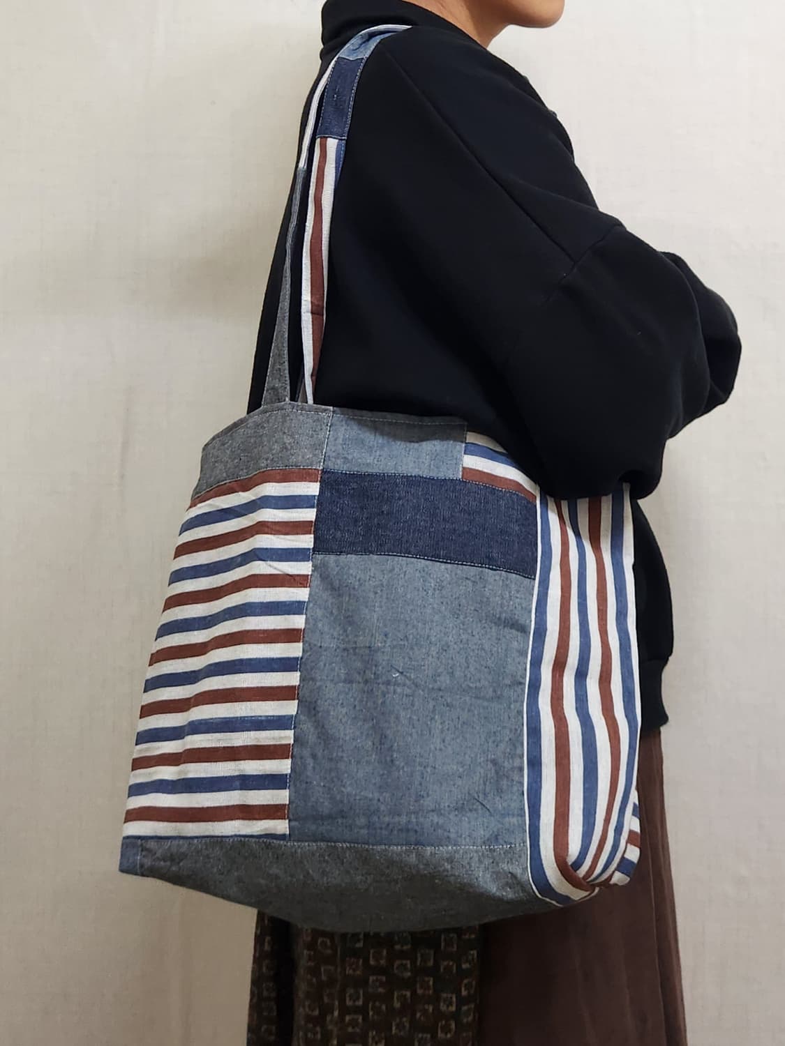 패치워크 양면 업사이클링 아메카지 숄더백 상품이미지4