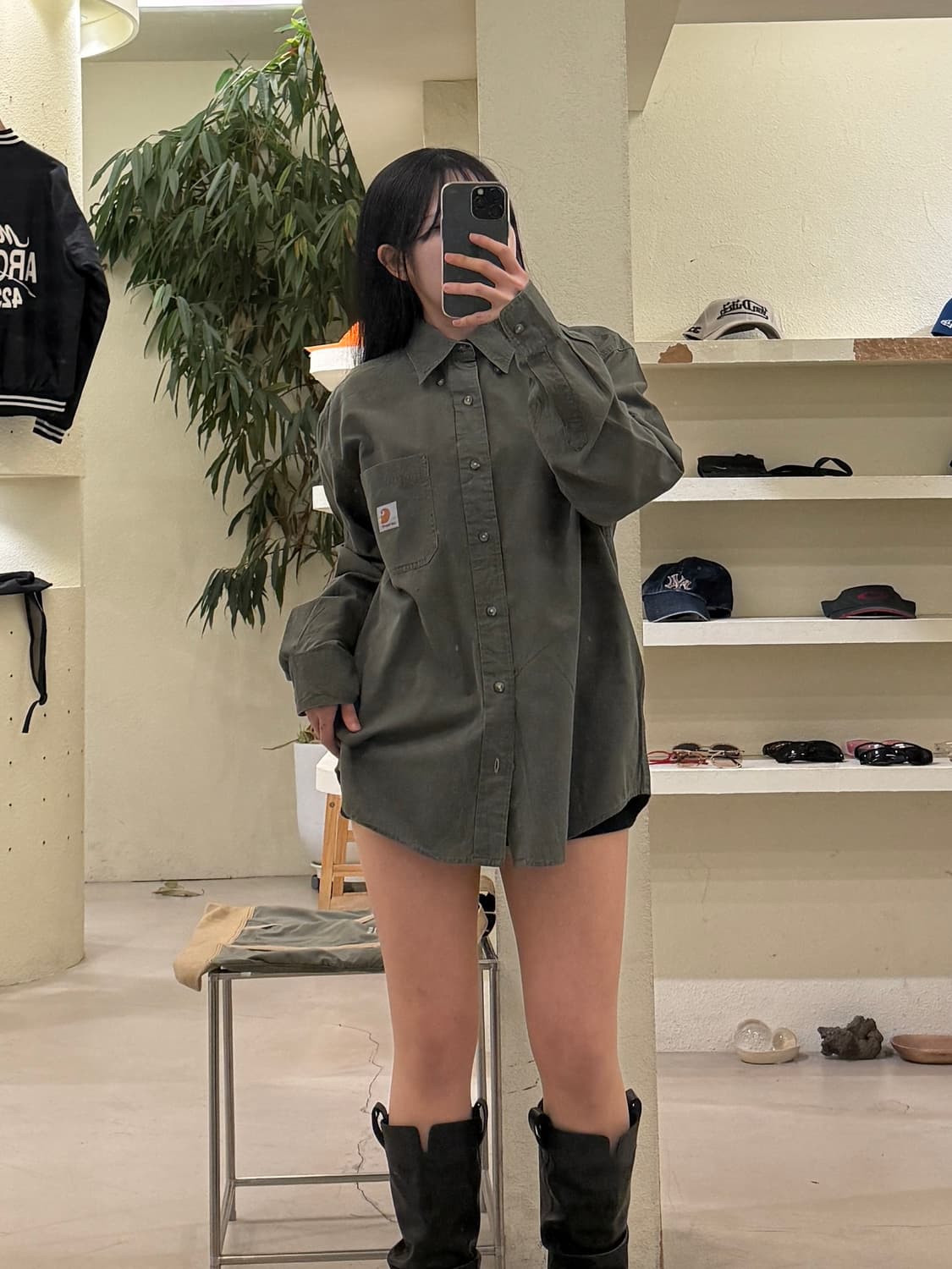 칼하트 카키 원포켓 워크 셔츠 U263 상품이미지1