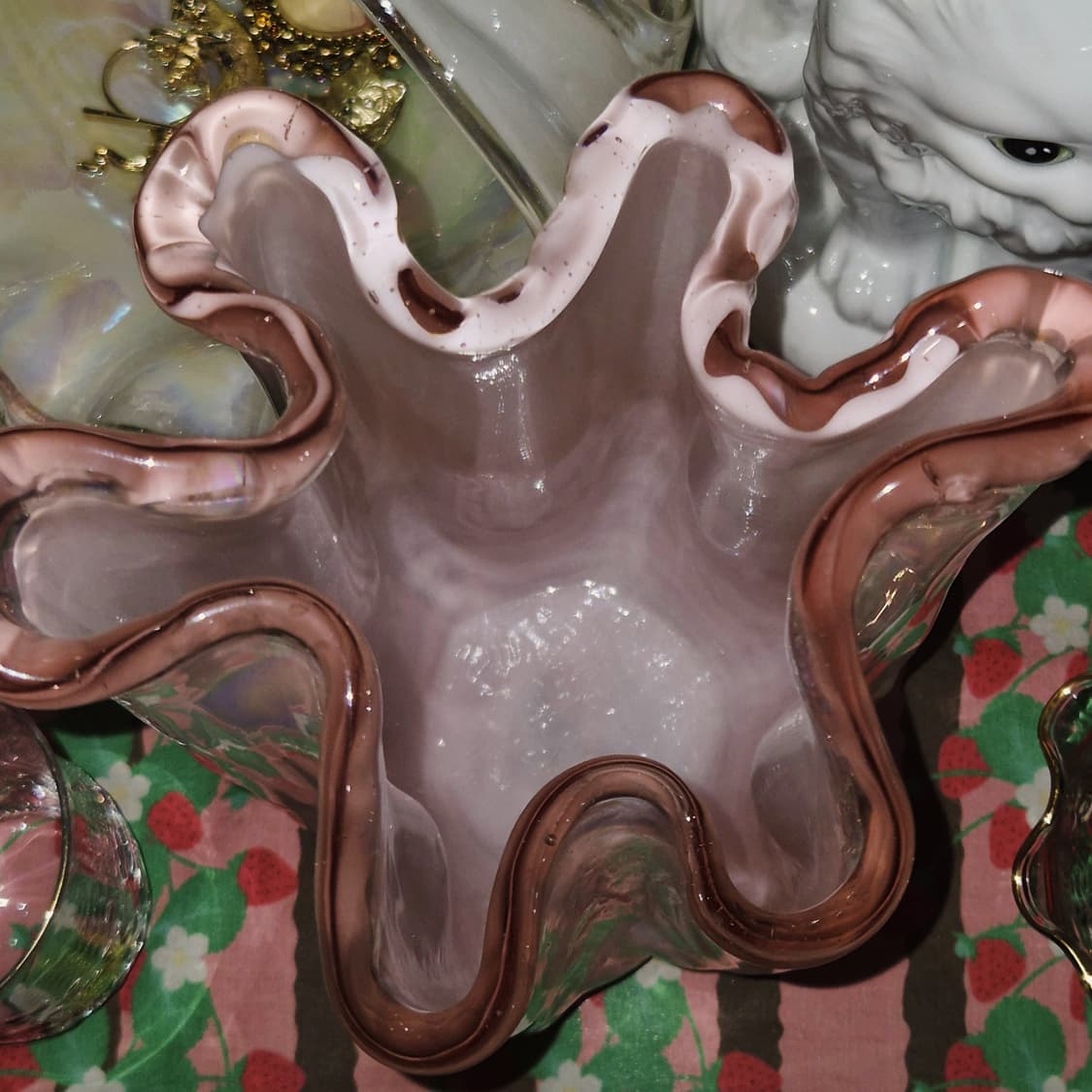 80s 쿠라타 핑크 오로라 산호 대형 꽃병 상품이미지9