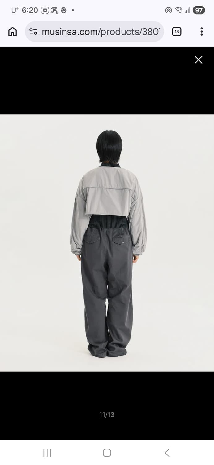 [새제품] 피지컬 디파트먼트 나일론 파이핑 크롭 볼레로 그레이 상품이미지3