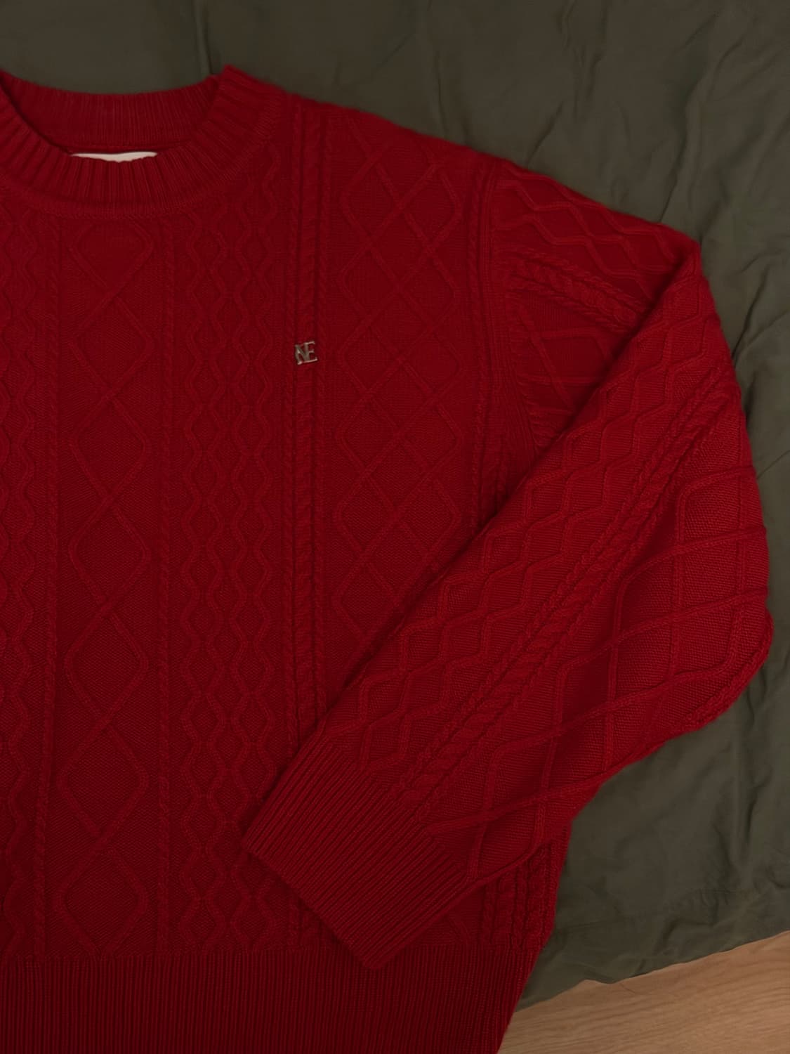 노이스 케이블 울블랜드 스웨터 레드 L사이즈 상품이미지3