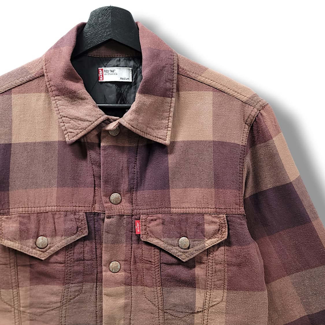 [M] 리바이스 브라운 레드탭 체크패턴 스냅 셔츠자켓 상품이미지3