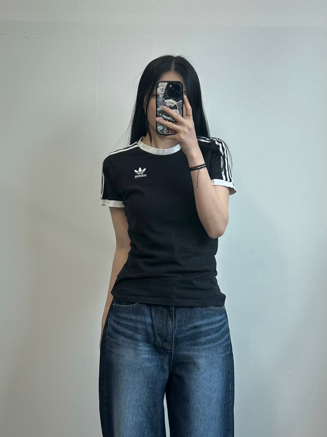 아디다스 블랙 반팔 링거 티셔츠  상품이미지1