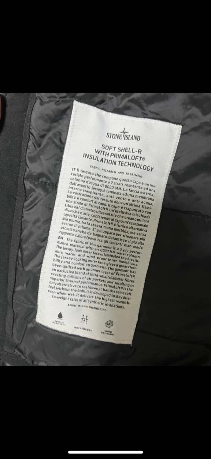 스톤아일랜드 소프트쉘 프리마로프트 바람막이 블랙 상품이미지2