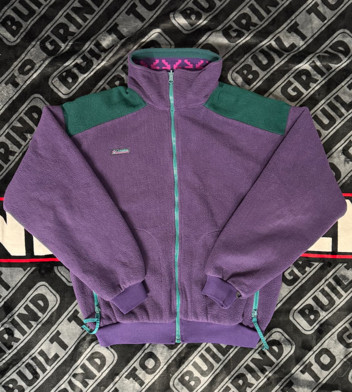 컬럼비아 플리스 집업 퍼플 그린 상품이미지1