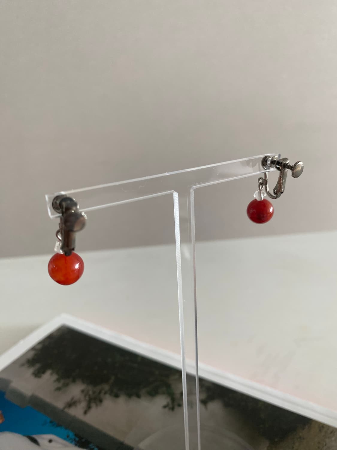 빈티지 레드 원석 귀찌 귀걸이 상품이미지4