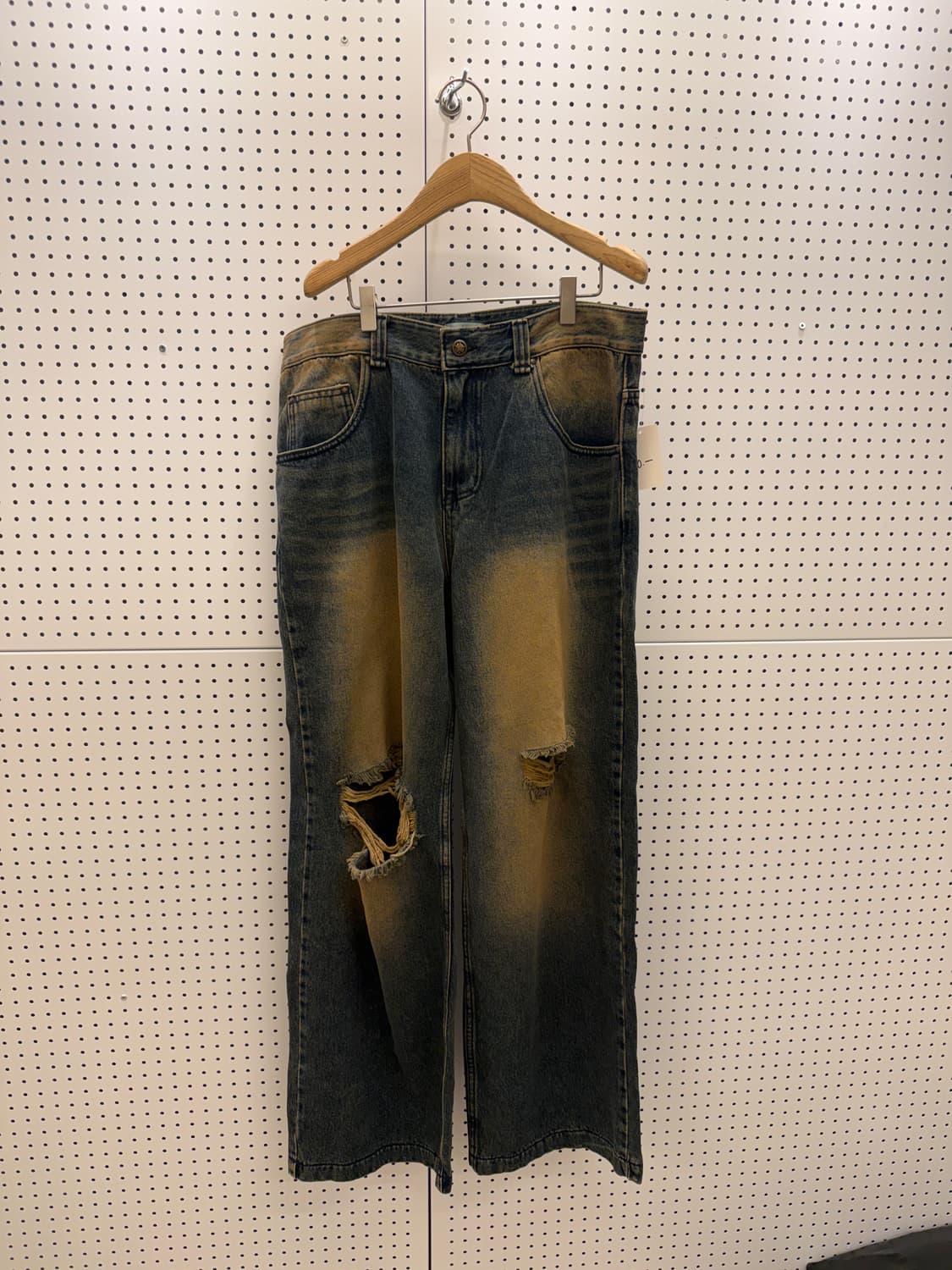 빈티지 워싱 데미지 와이드 데님 팬츠 U882 상품이미지3