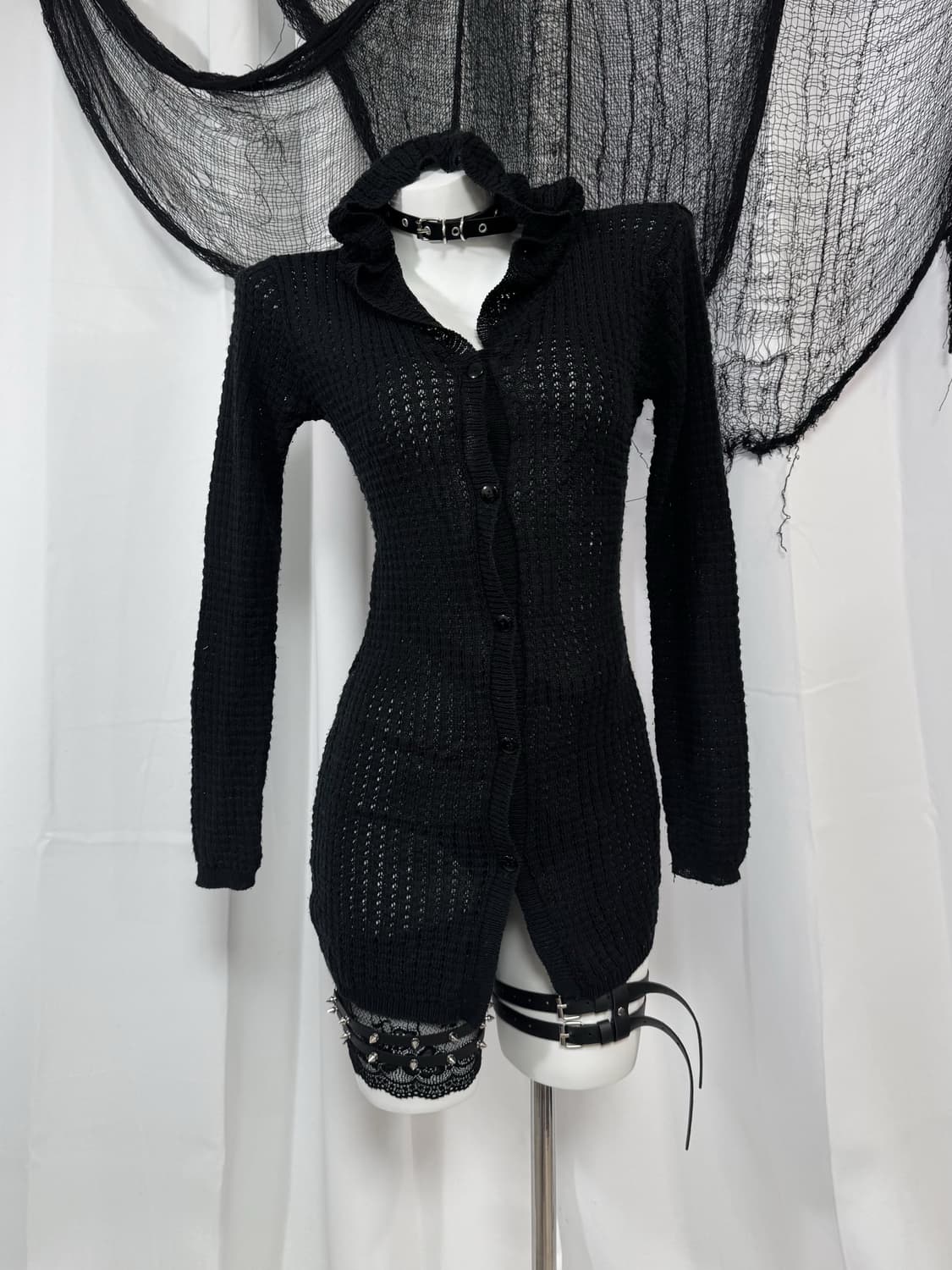 knit long hood cardigan 상품이미지1