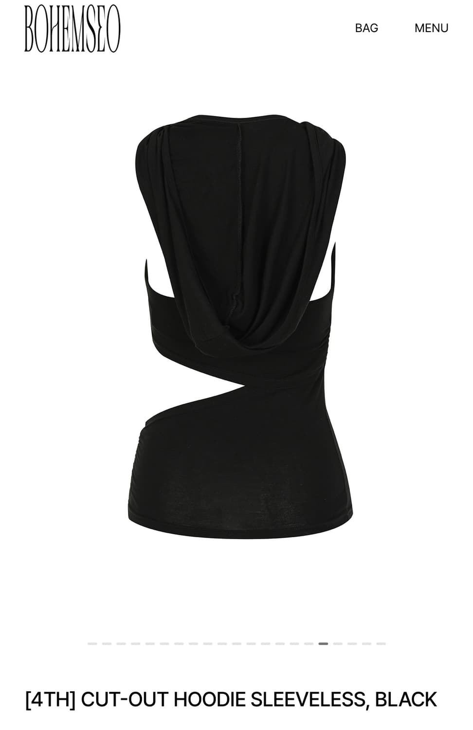 보헤미안서울) CUT-OUT HOODIE SLEEVELESS BK F 상품이미지4