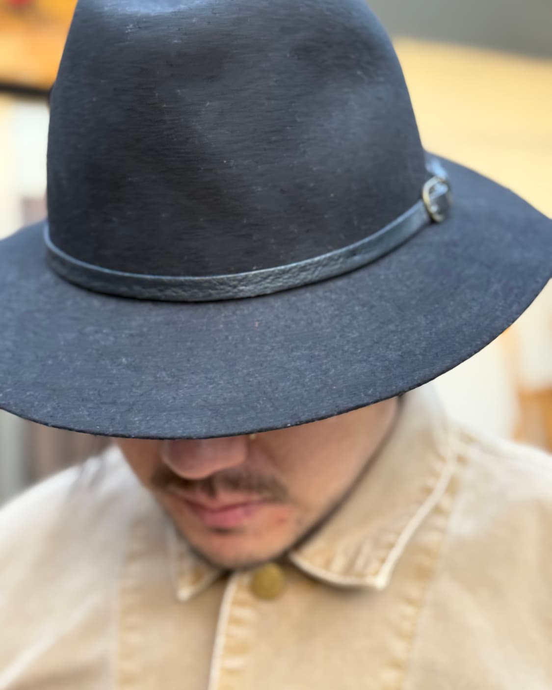 클럽모나코 레더 밴드 울 펠트 페도라 OS 상품이미지8