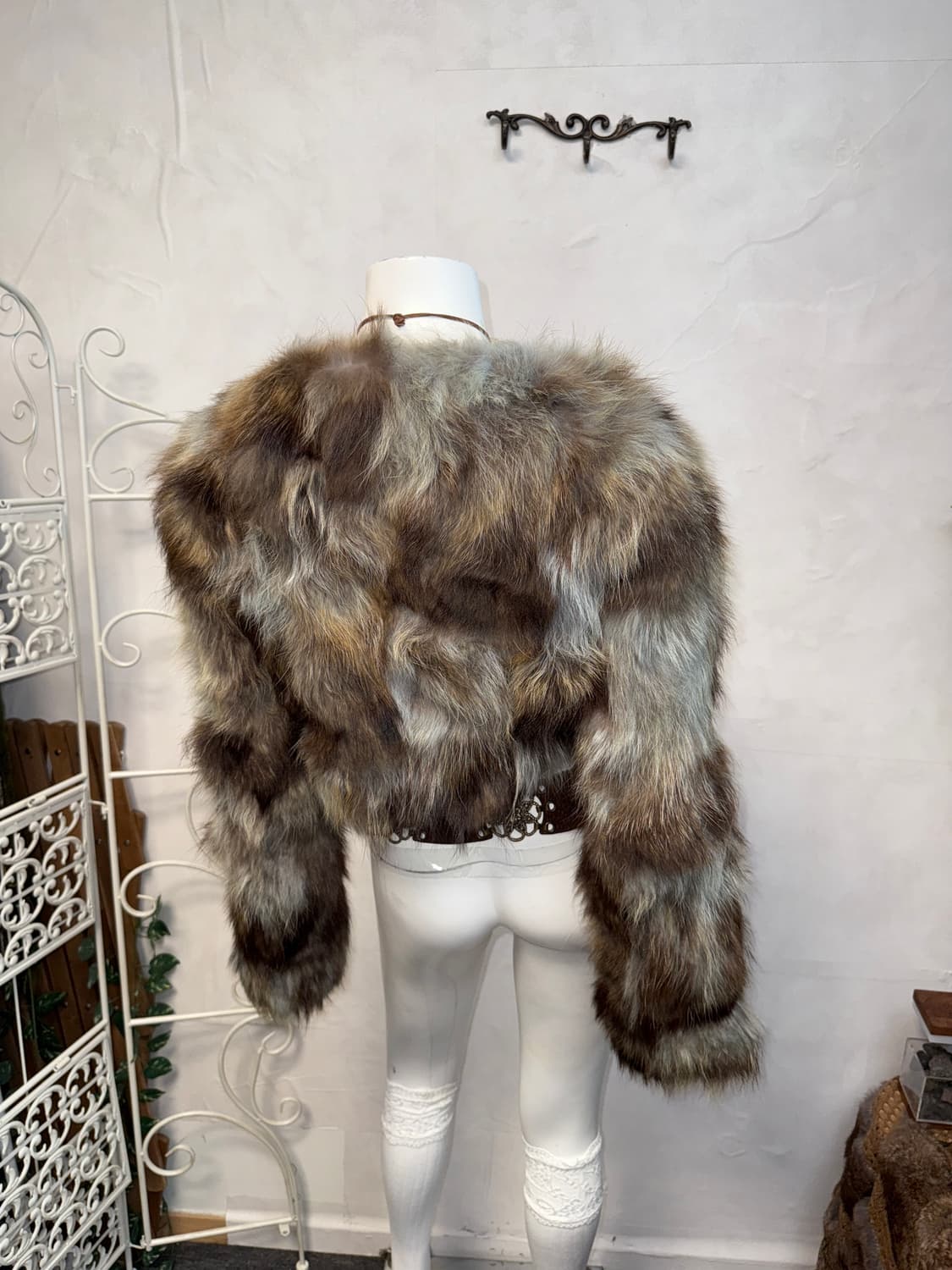 Mixed blue brown raccoon fur crop jacket 상품이미지5
