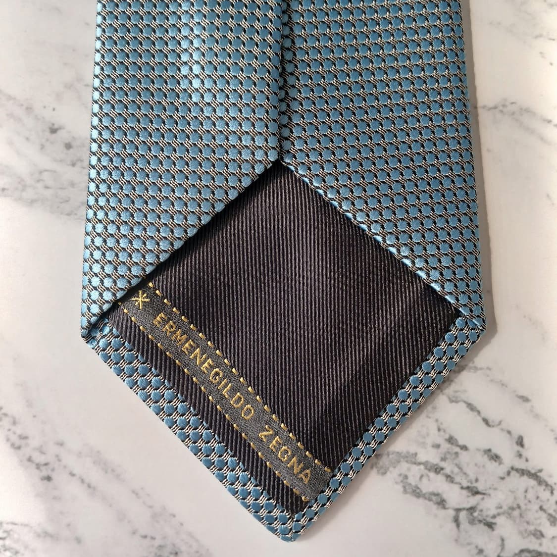 에르메네질도 제냐 블루 자카드 패턴 넥타이 9cm S~A+등급 E895 상품이미지9