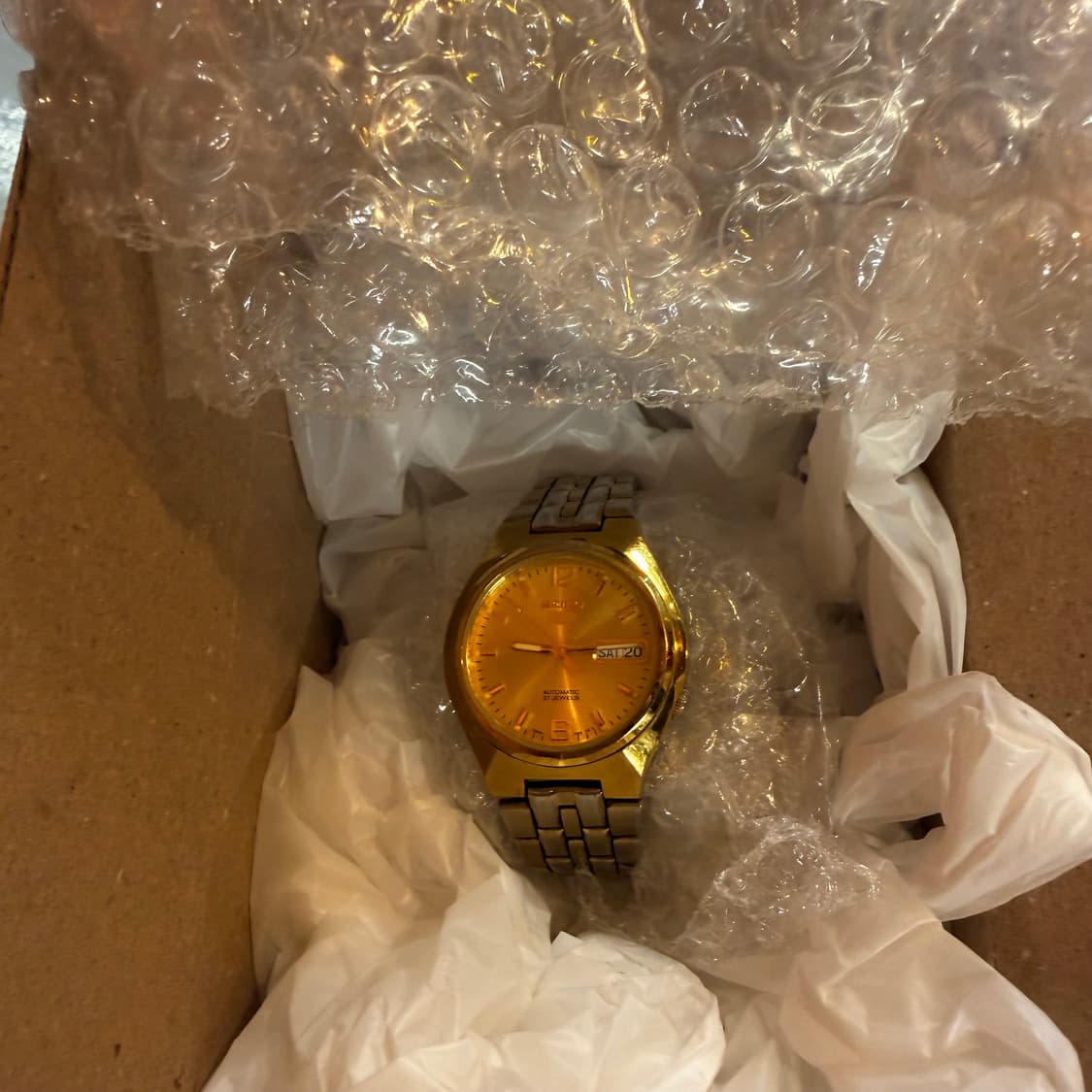 세이코5 골드 오토매틱 시계 37mm 상품이미지2