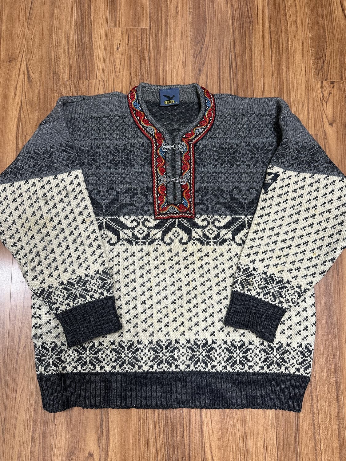 노르웨이산 빈티지 헤비울 노르딕 니트 스웨터 M 상품이미지1