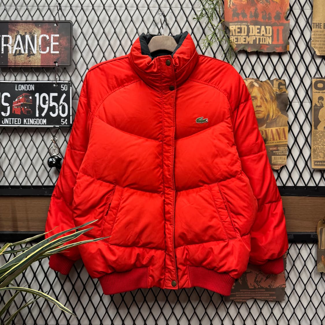 00s 라코스테 리버시블 덕다운 패딩 점퍼 레드 블랙 상품이미지1