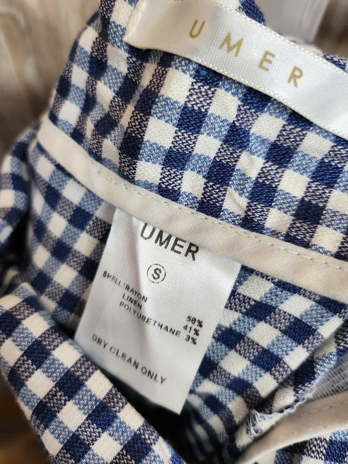 340) 유메르 UMER 린넨블렌드 체크 롱 스커트 상품이미지5