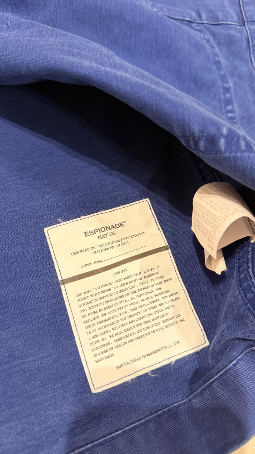 에스피오나지 몰스킨 프렌치 워크자켓 워시드블루 L 상품이미지5