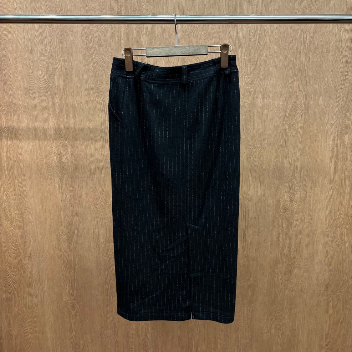 스피치오 울 실버 펄 핀스트라이프 자켓 H라인 롱 스커트 셋업 블랙 상품이미지7