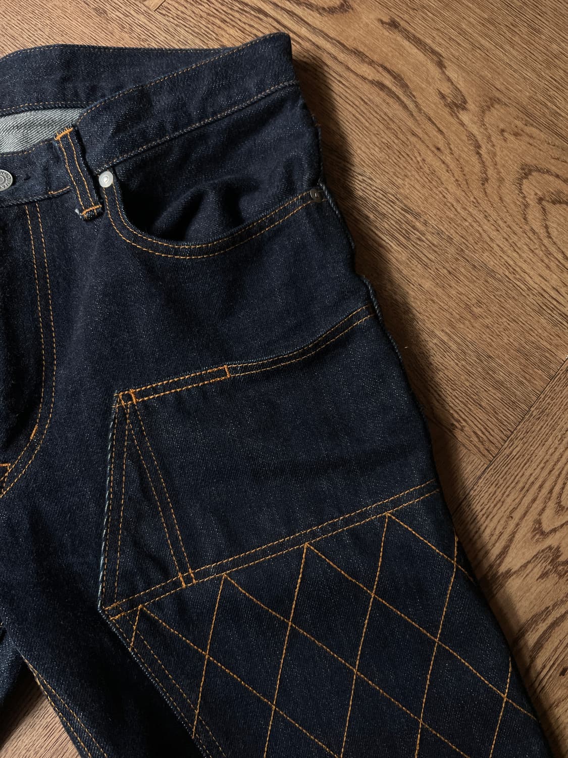 [32]코지마진즈 13oz 다이아 퀼팅 더블니 데님팬츠 상품이미지4