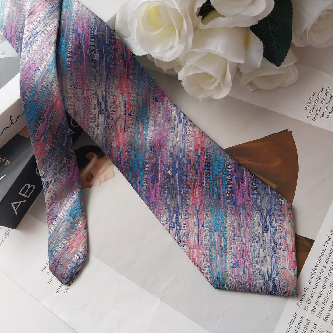 미쏘니 믹스 이니셜 패턴 넥타이 9.3cm A+~A등급 K2863 상품이미지2