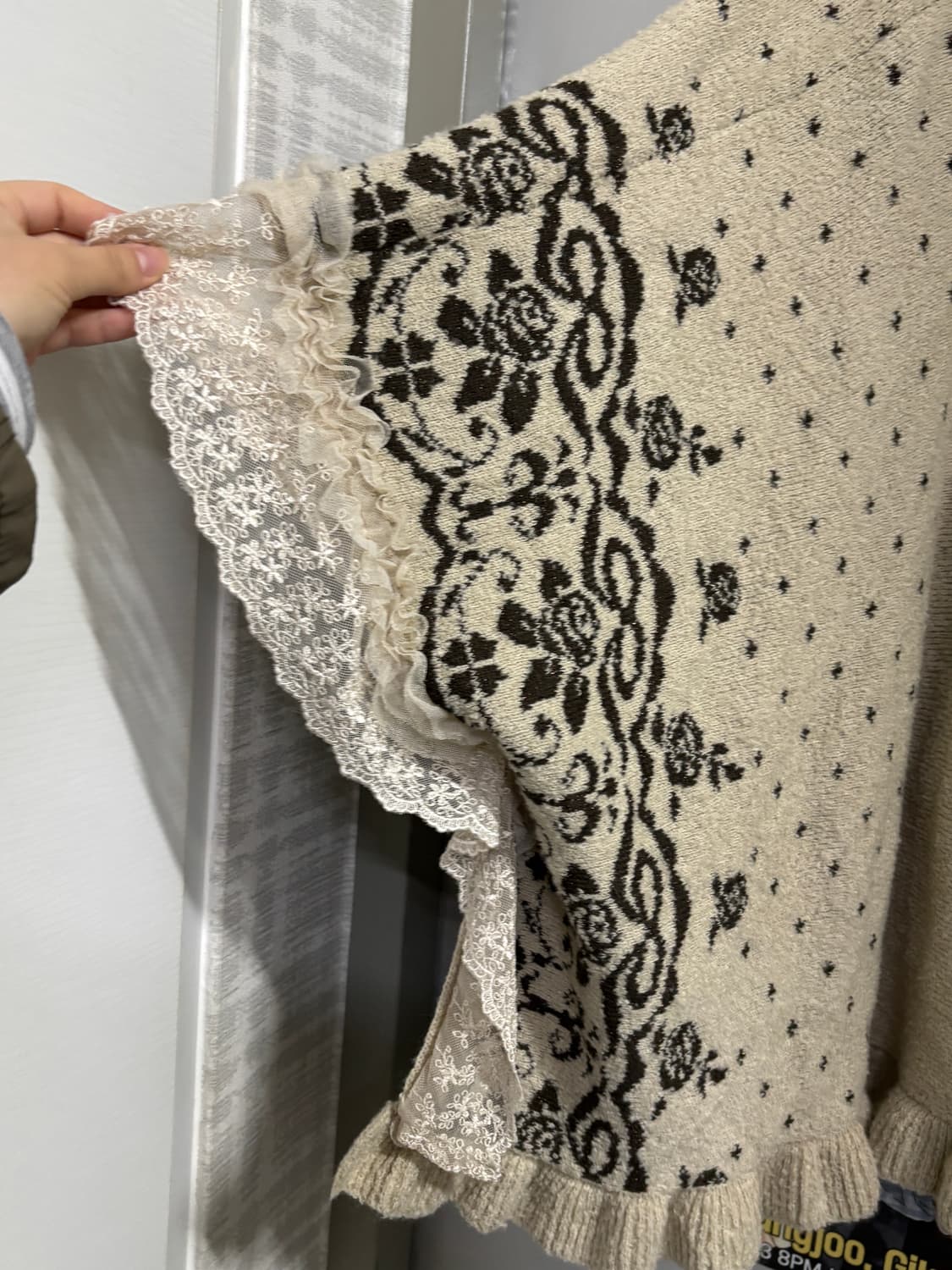 엑시즈팜 레이스 니트 케이프 판초 판쵸  라떼갸루 모리걸 히메 상품이미지5