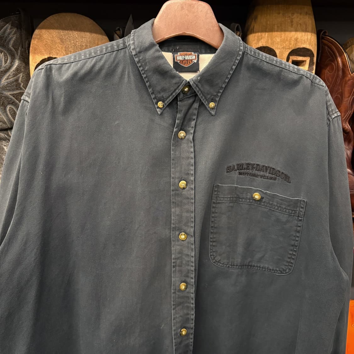 90s 할리데이비슨 모터사이클 캐주얼 버튼다운 워크셔츠 N458 상품이미지3