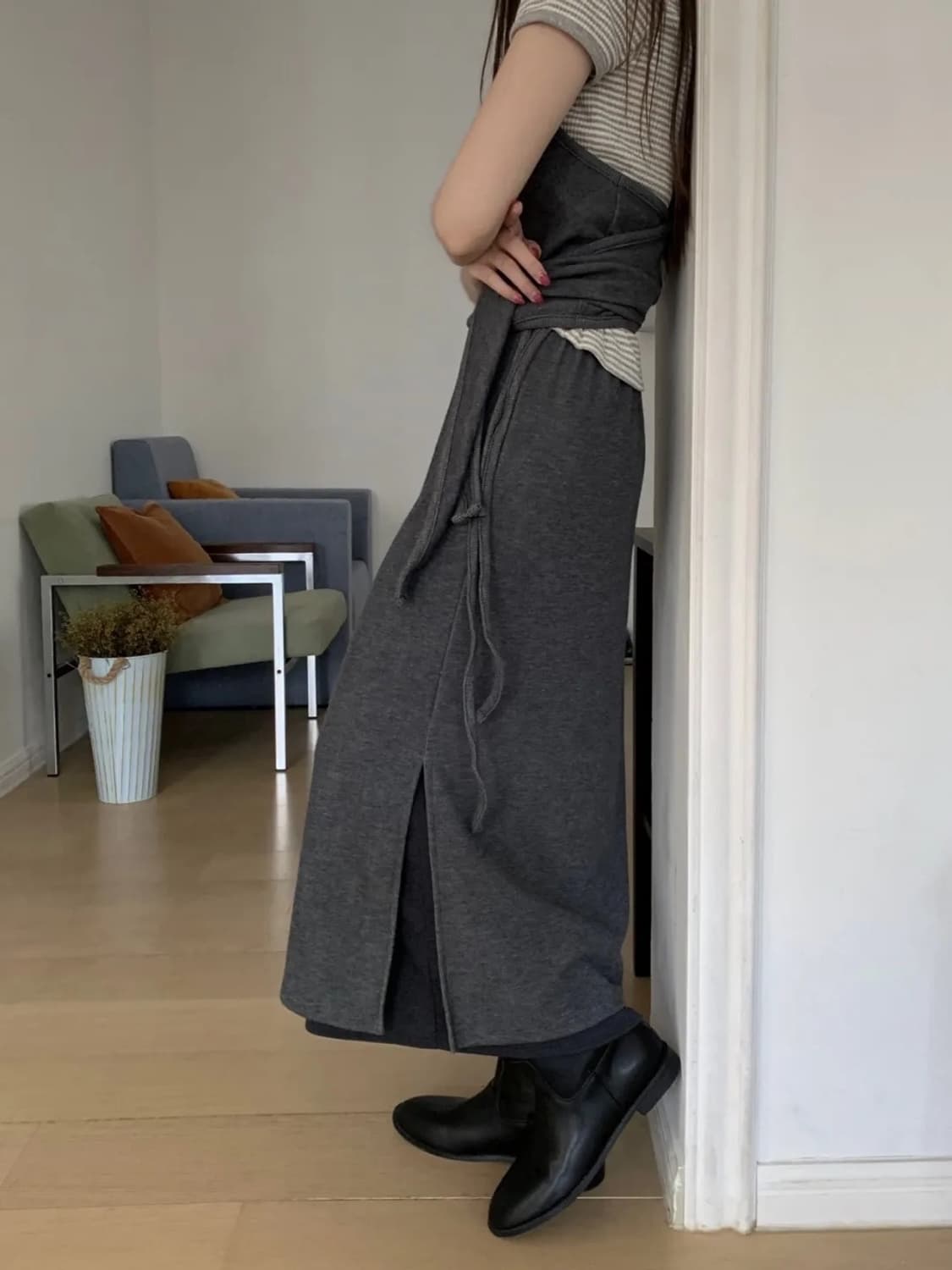 [새제품]츠크 레이어드 랩 뷔스티에 & 롱 스커트 세트(원가 5만원대) 상품이미지2