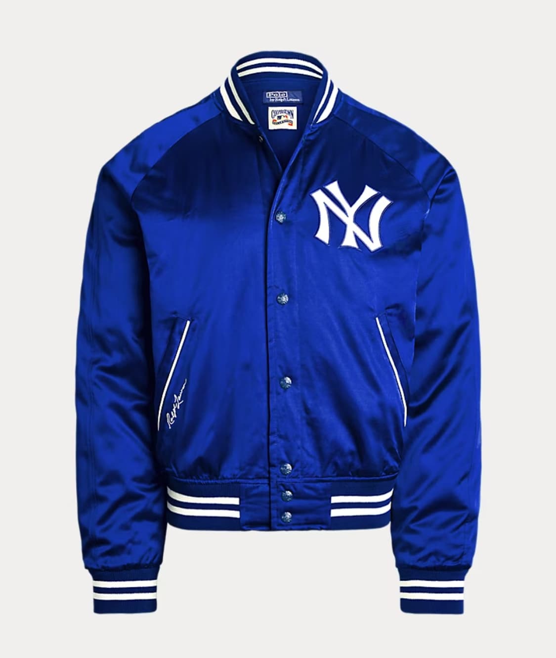 [새상품/M] 폴로 x MLB 뉴욕 양키스 바시티 새틴 자켓 팝니다. 상품이미지1