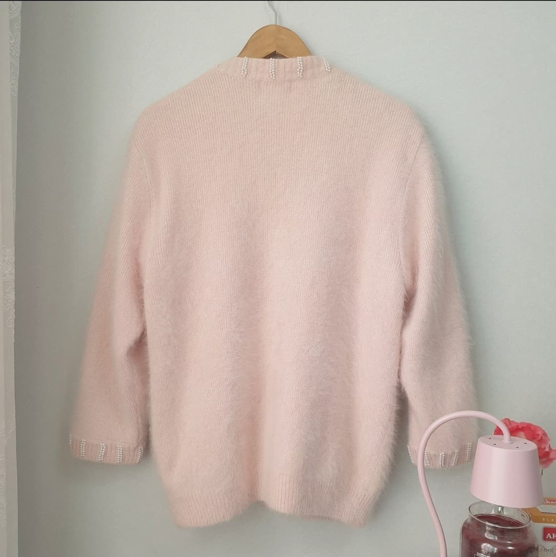 일본빈티지 뽀용핑크 진주 가디건 울 앙고라 핀터깔 히메갸루 상품이미지5