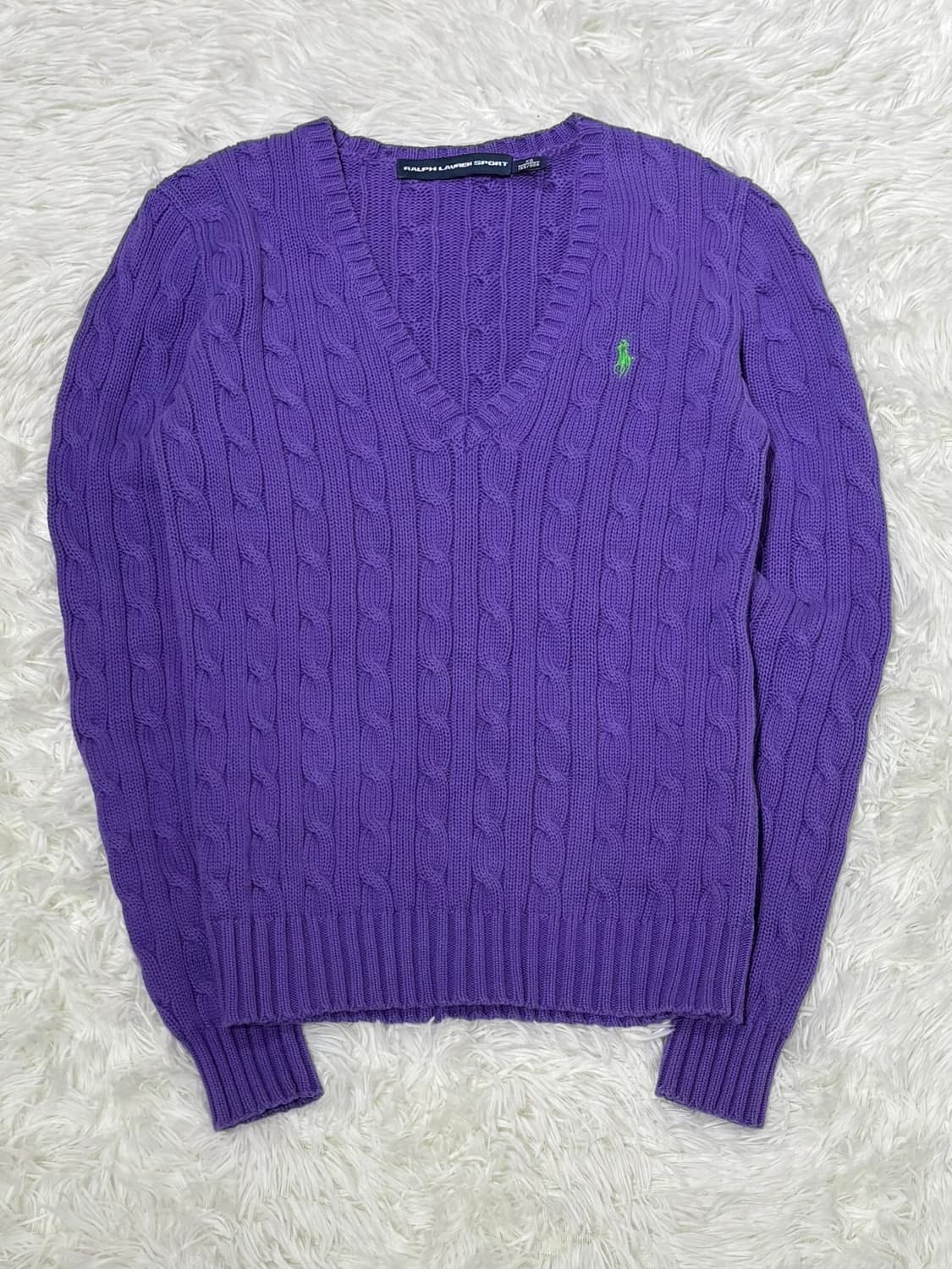 폴로랄프로렌 퍼플 브이넥 케이블 니트 상품이미지3
