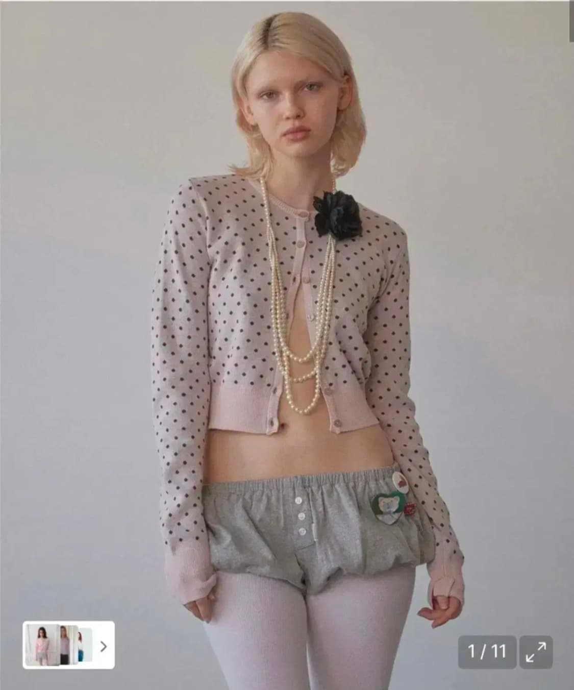 스컬프터 베이비 핑크 도트 가디건 상품이미지1