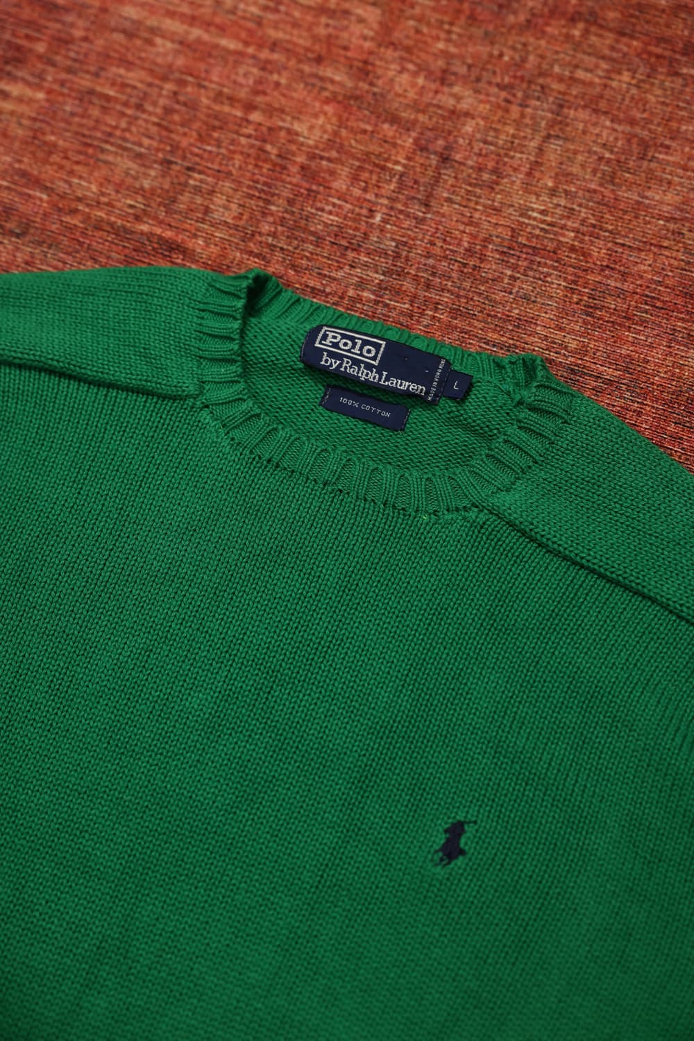 90s 빈티지 폴로 코튼 니트 그린 판매 상품이미지6