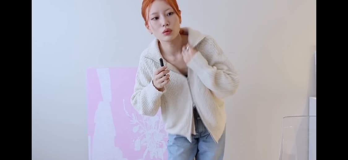 마리떼 ribbed 집업 가디건 아이보리(유즈 착용) 상품이미지2