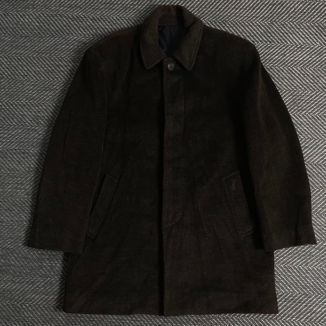 90s 입생로랑 자수로고 울 혼방 앙고라 하프 발마칸 코트y 3621 상품이미지2