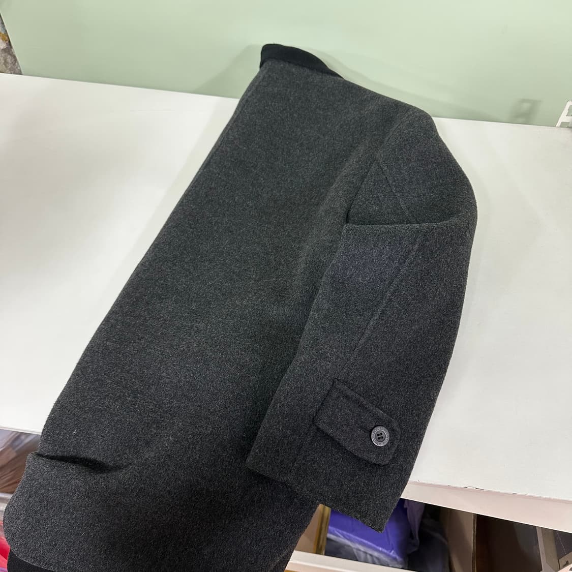 100 런던포그 차콜 카라배색 하프 발마칸코트 상품이미지6